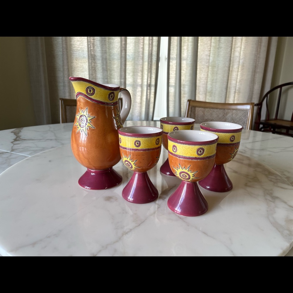 Artesa hand painted water/wine glass/pitcher set